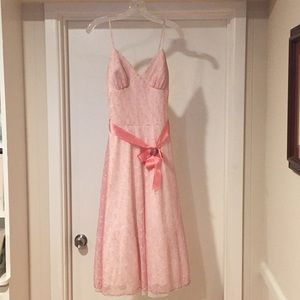 Tea Length Pink Lace Dress